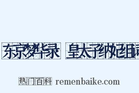 东京梦华录·皇太子纳妃组词是什么意思的图片